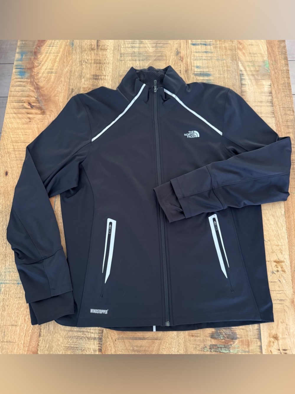 The North Face Men’s Black Lightweight Windstopper Jacket with Reflective Trim